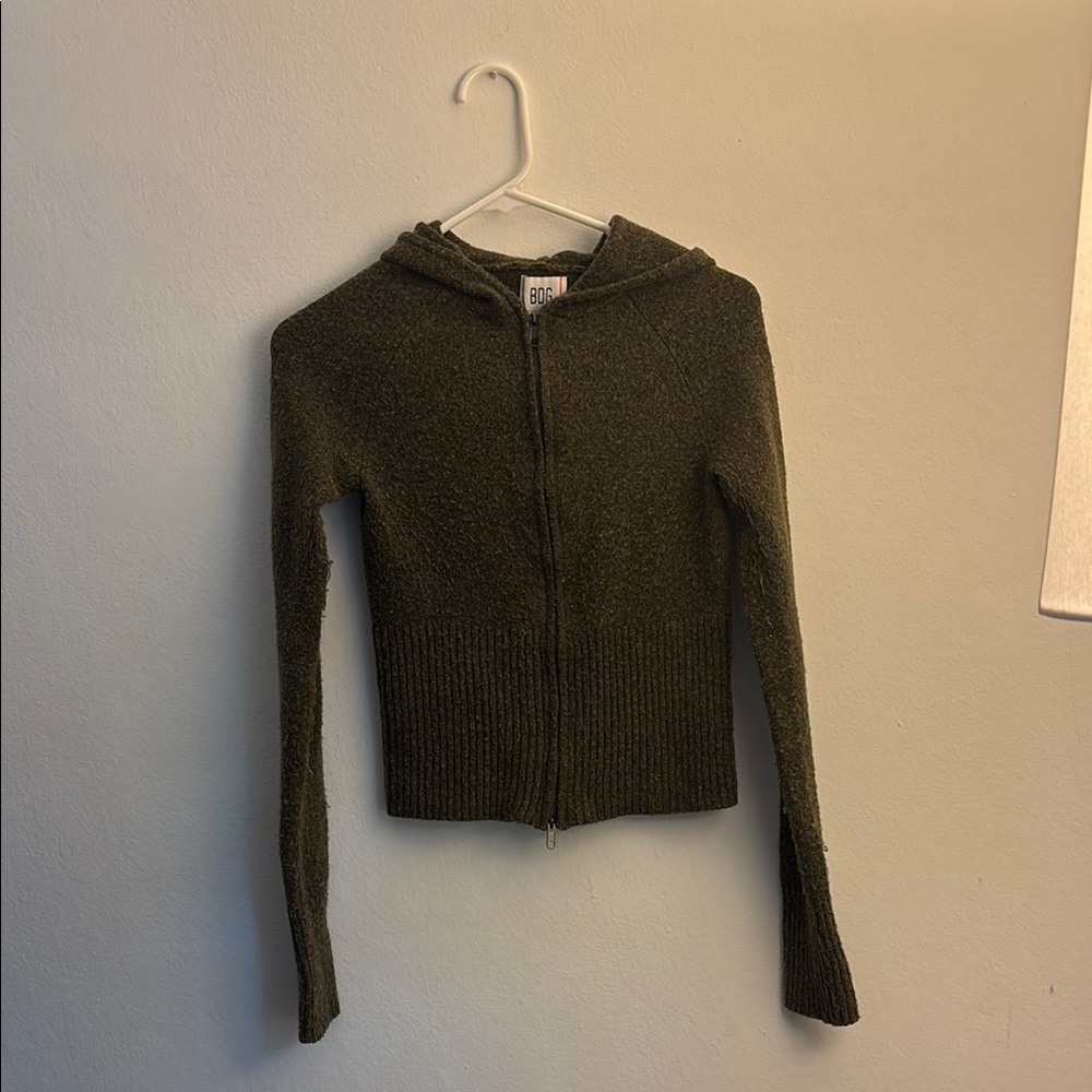 Olive Green BDG Women's Hooded Sweater